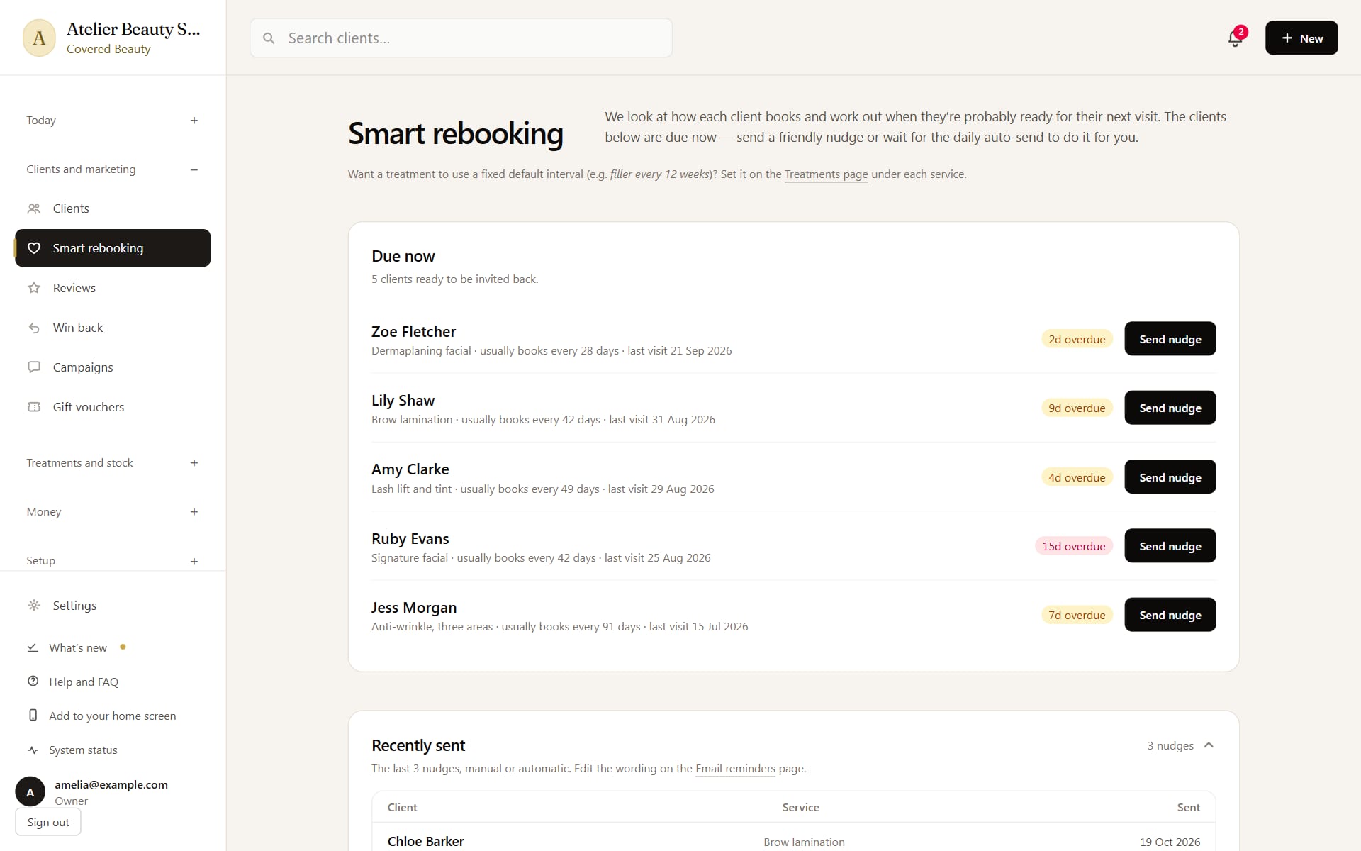 Smart rebooking in Covered Beauty
